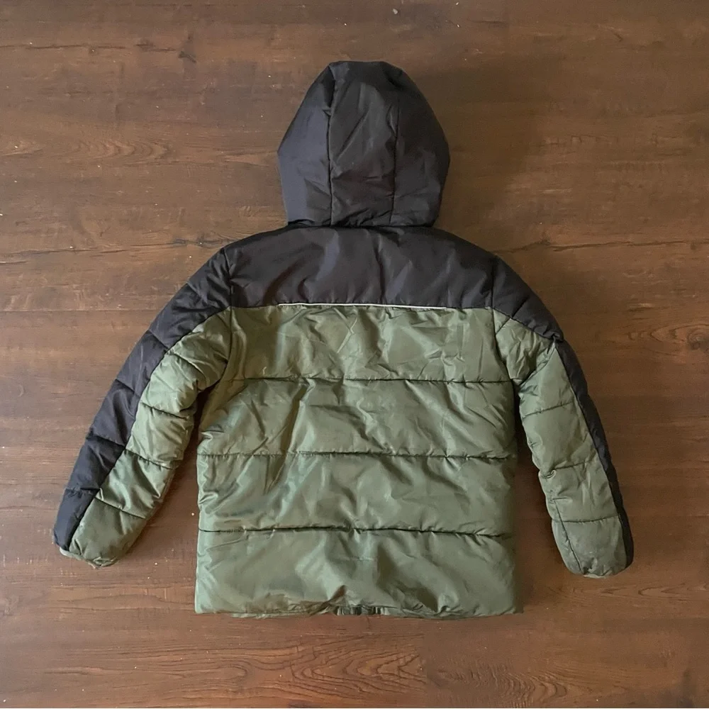 Wonder Nation Fully Lined Medium (8) Puffer Utility Coat Olive and Black Jacket